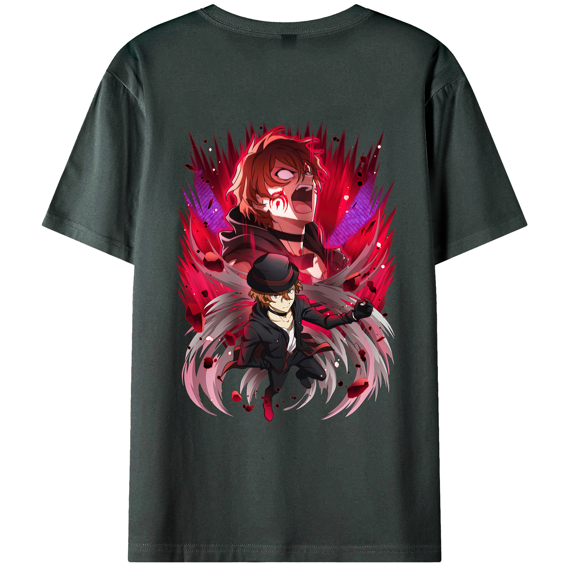 （画像用） 文豪ストレイドッグス Bungo Stray Dogs 綿100％ メンズ半袖Tシャツ（バックプリント） 通気性